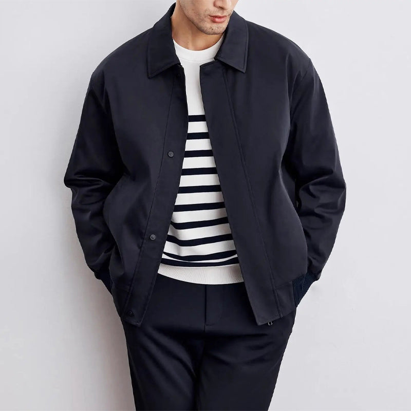 Men's Bomber Jacket Leather Waterproof Black