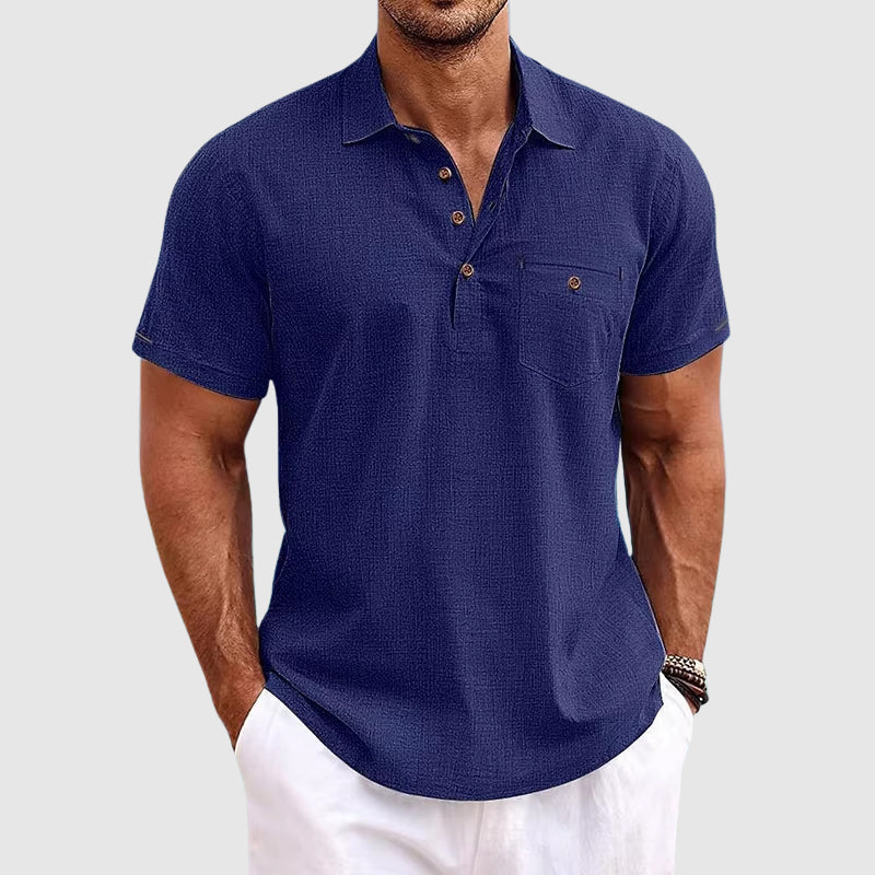 Men's Polo Shirt Short Sleeve Cotton Chest Pocket