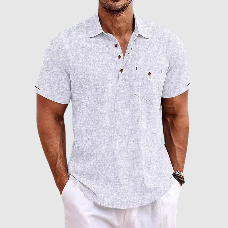 Men's Polo Shirt Short Sleeve Cotton Chest Pocket