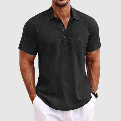 Men's Polo Shirt Short Sleeve Cotton Chest Pocket
