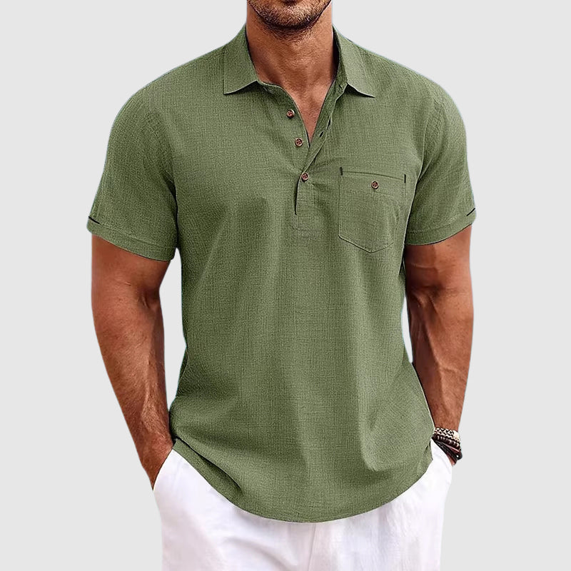 Men's Polo Shirt Short Sleeve Cotton Chest Pocket