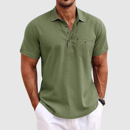 Men's Polo Shirt Short Sleeve Cotton Chest Pocket