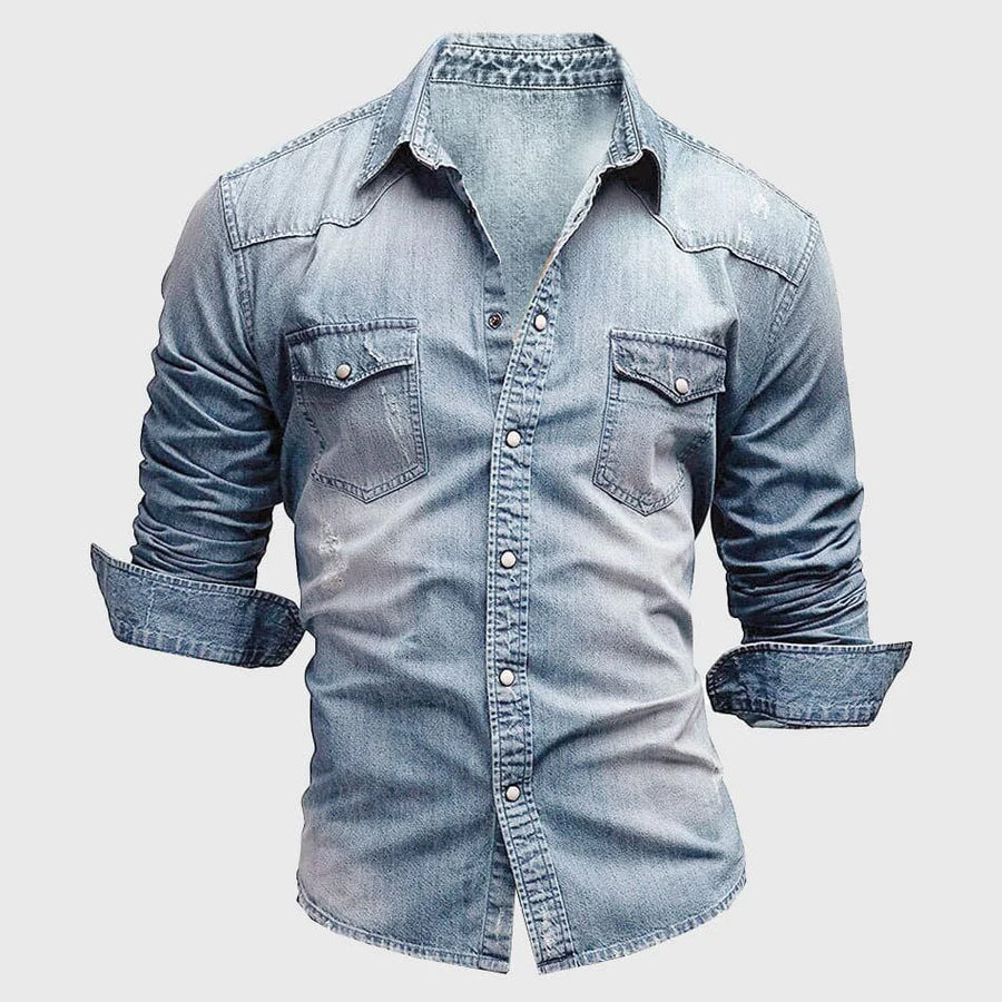 Men's Long Sleeve Button Front Shirt With Chest Pockets - VibreMode