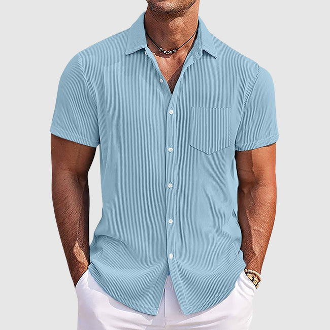 Men's Button Down Shirt Cotton Chest Pocket - VibreMode