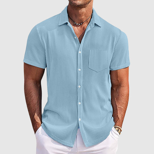 Men's Button Down Shirt Cotton Chest Pocket - VibreMode
