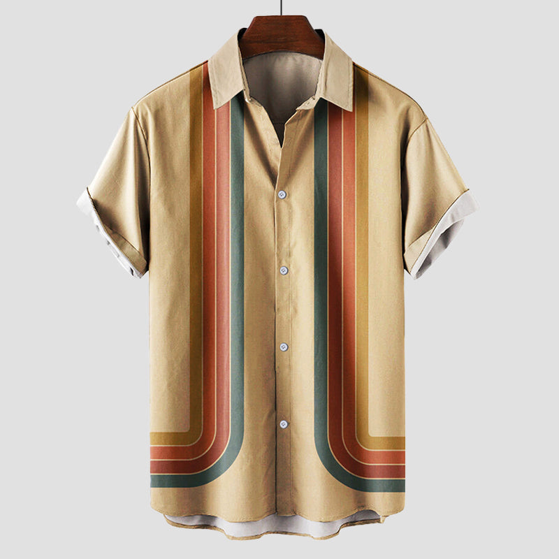 Men's Short Sleeve Button Down Shirt Stripe
