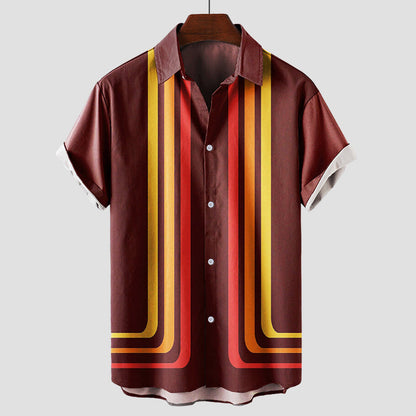 Men's Short Sleeve Button Down Shirt Stripe