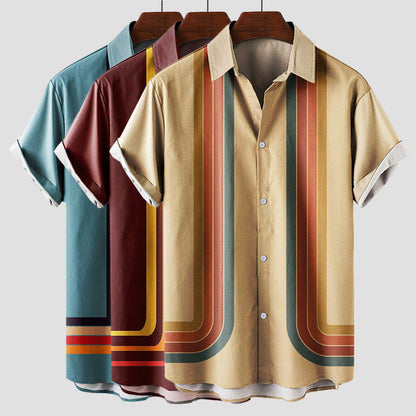 Men's Short Sleeve Button Down Shirt Stripe
