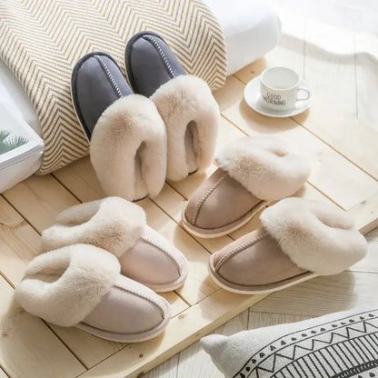 Men Women Velvet Slippers Thick Sole Non-Slip Comfort - VibreMode
