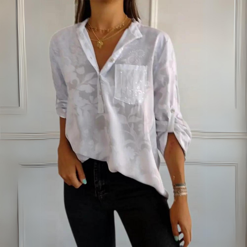 Women's Sheer Button Front Blouse - VibreMode