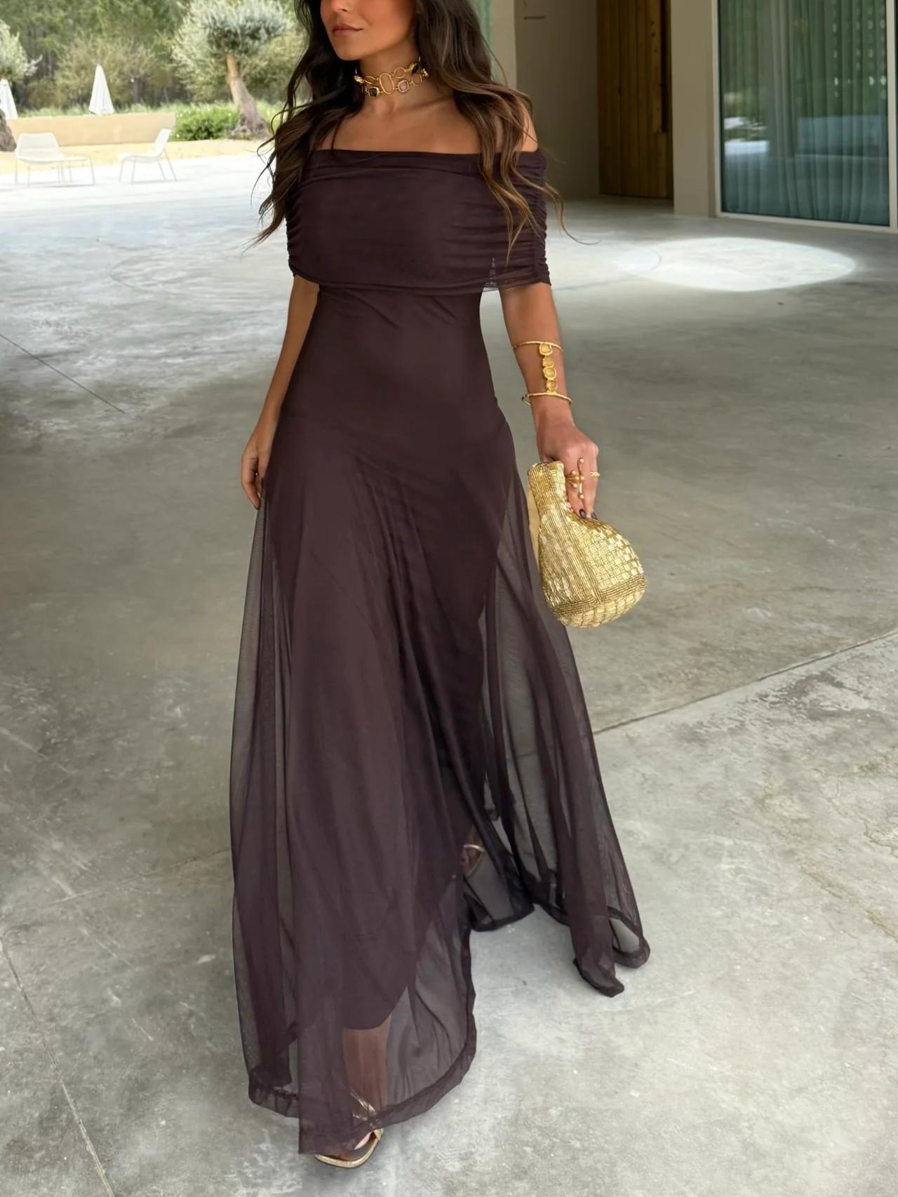 Elegant Ladies Cold Shoulder Formal Gown
