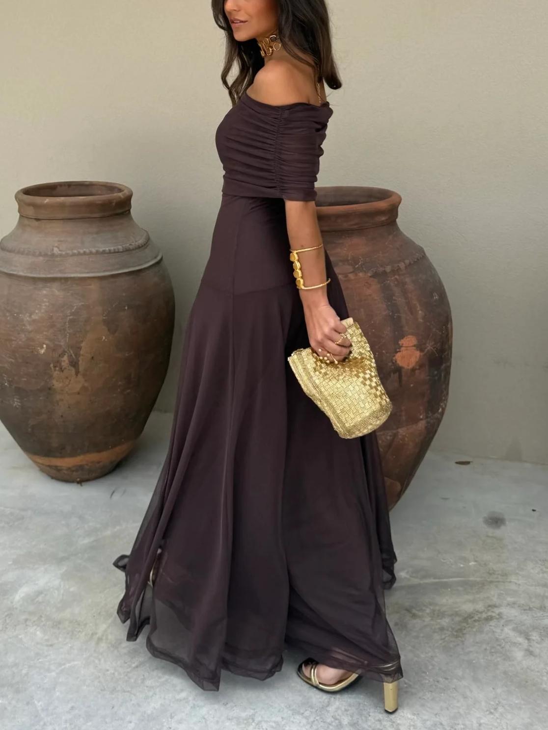 Elegant Ladies Cold Shoulder Formal Gown