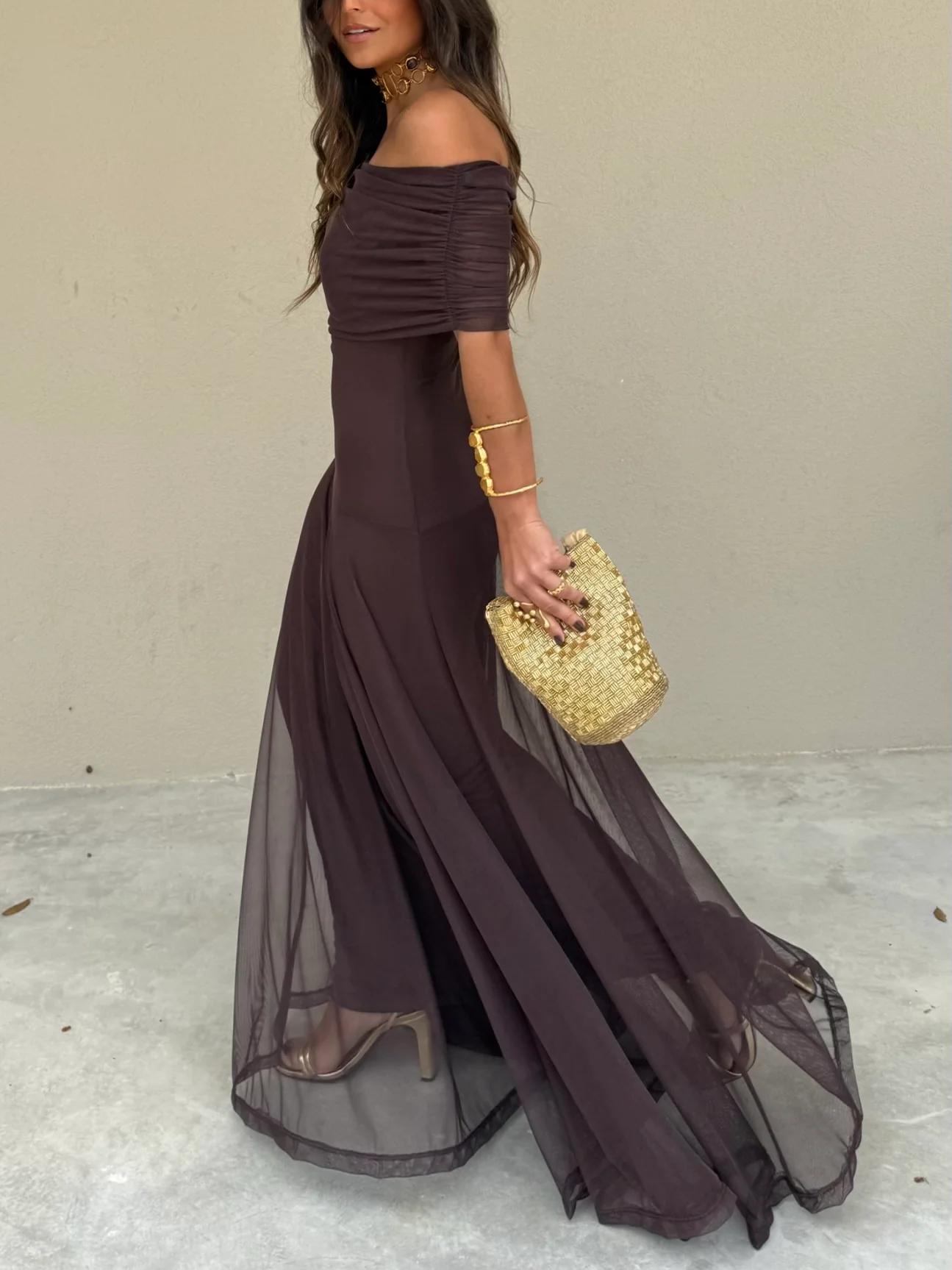 Elegant Ladies Cold Shoulder Formal Gown