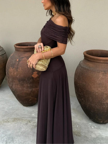 Elegant Ladies Cold Shoulder Formal Gown