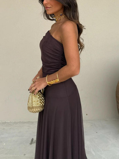 Elegant Ladies Cold Shoulder Formal Gown
