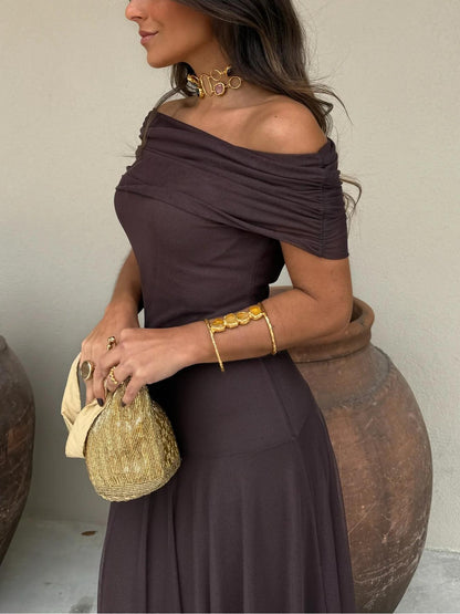 Elegant Ladies Cold Shoulder Formal Gown