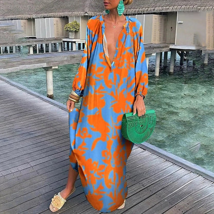 Relaxed Fit Beach Cover Up with Vibrant Print