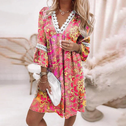 Casual Floral Mini Dress for Women