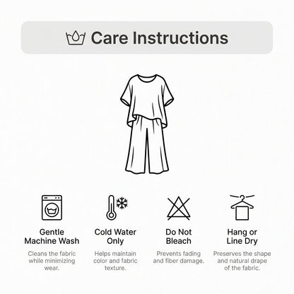 Women's Linen Two Piece Wide Leg Pants Set