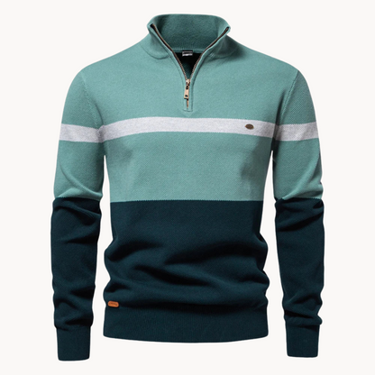 Men's Color Block Quarter-Zip Sweater Casual