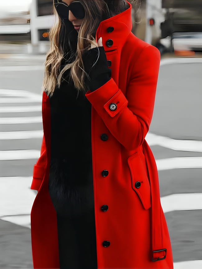 Classic Ladies Long Button Trench Coat
