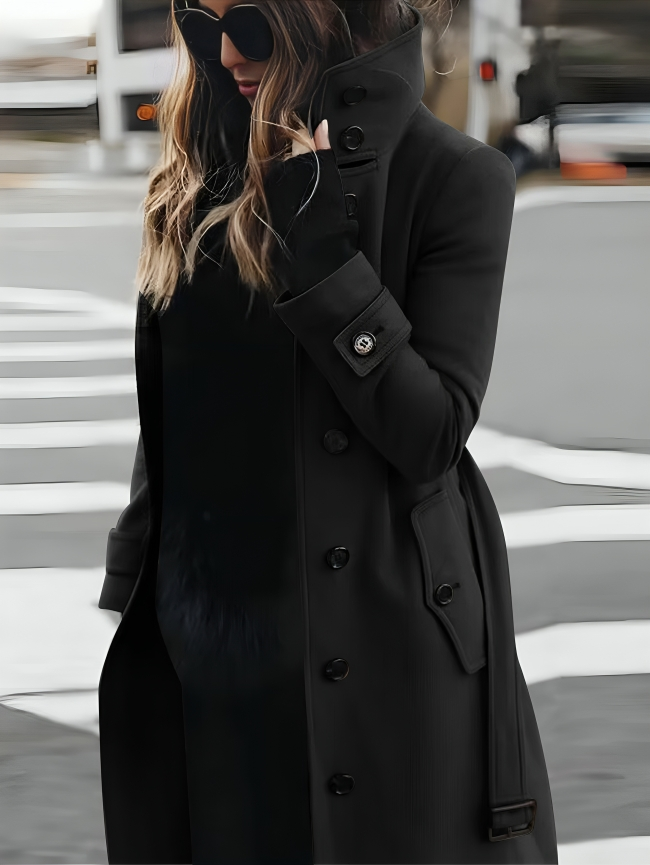 Classic Ladies Long Button Trench Coat