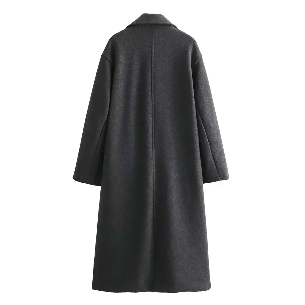 Women's Longline Coat Wide Lapel