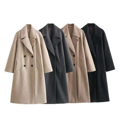 Women's Longline Coat Wide Lapel