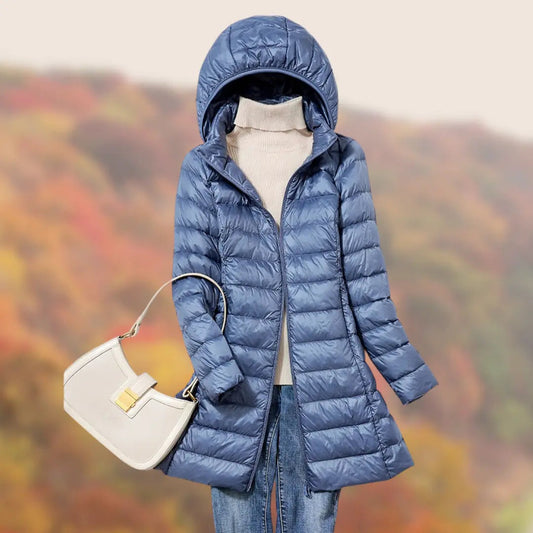 Women's Down Hooded Jacket Warm Black - VibreMode