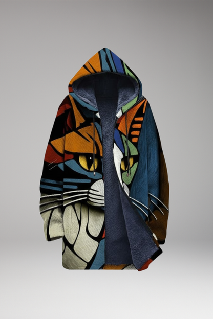 Unisex Hooded Cardigan Zipper Printed - VibreMode