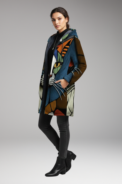 Unisex Hooded Cardigan Zipper Printed