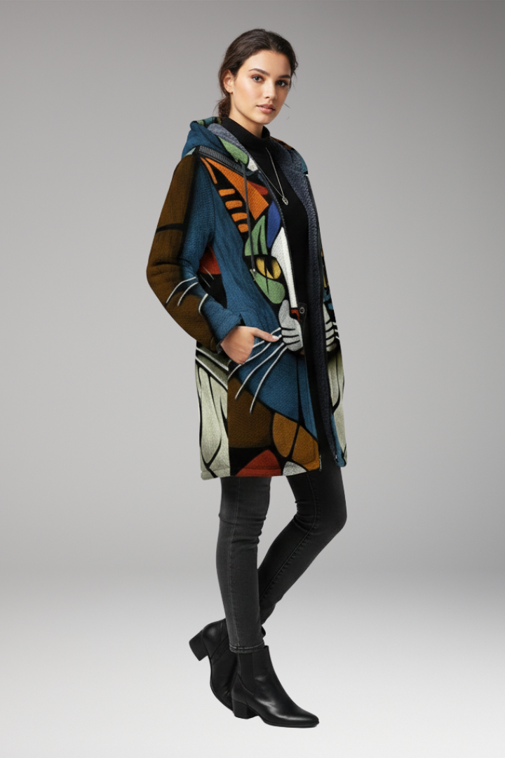 Unisex Hooded Cardigan Zipper Printed