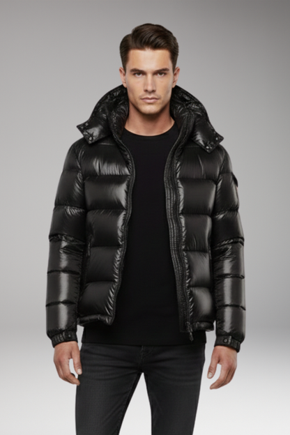 Unisex Puffer Jacket Quilted Hooded Black