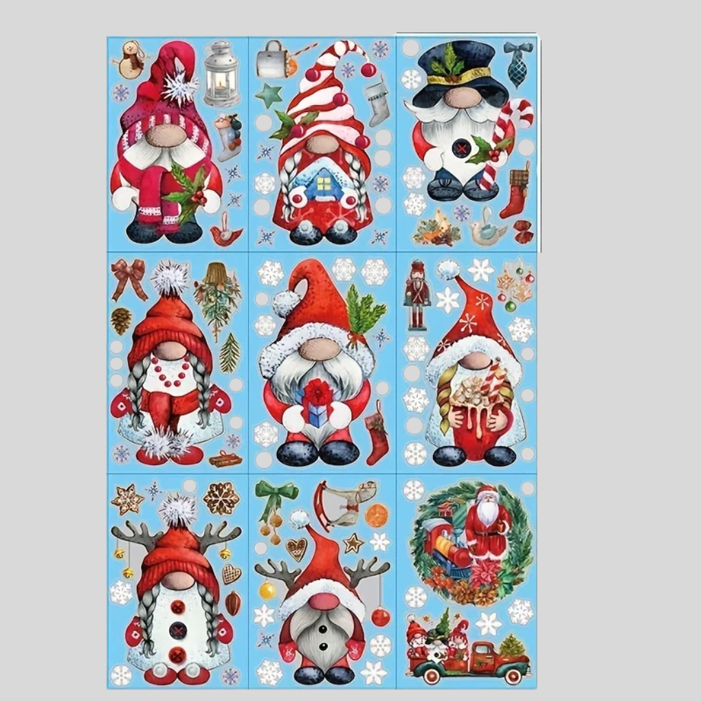 Large Window Cling Santa Stickers 9 Sheets - VibreMode
