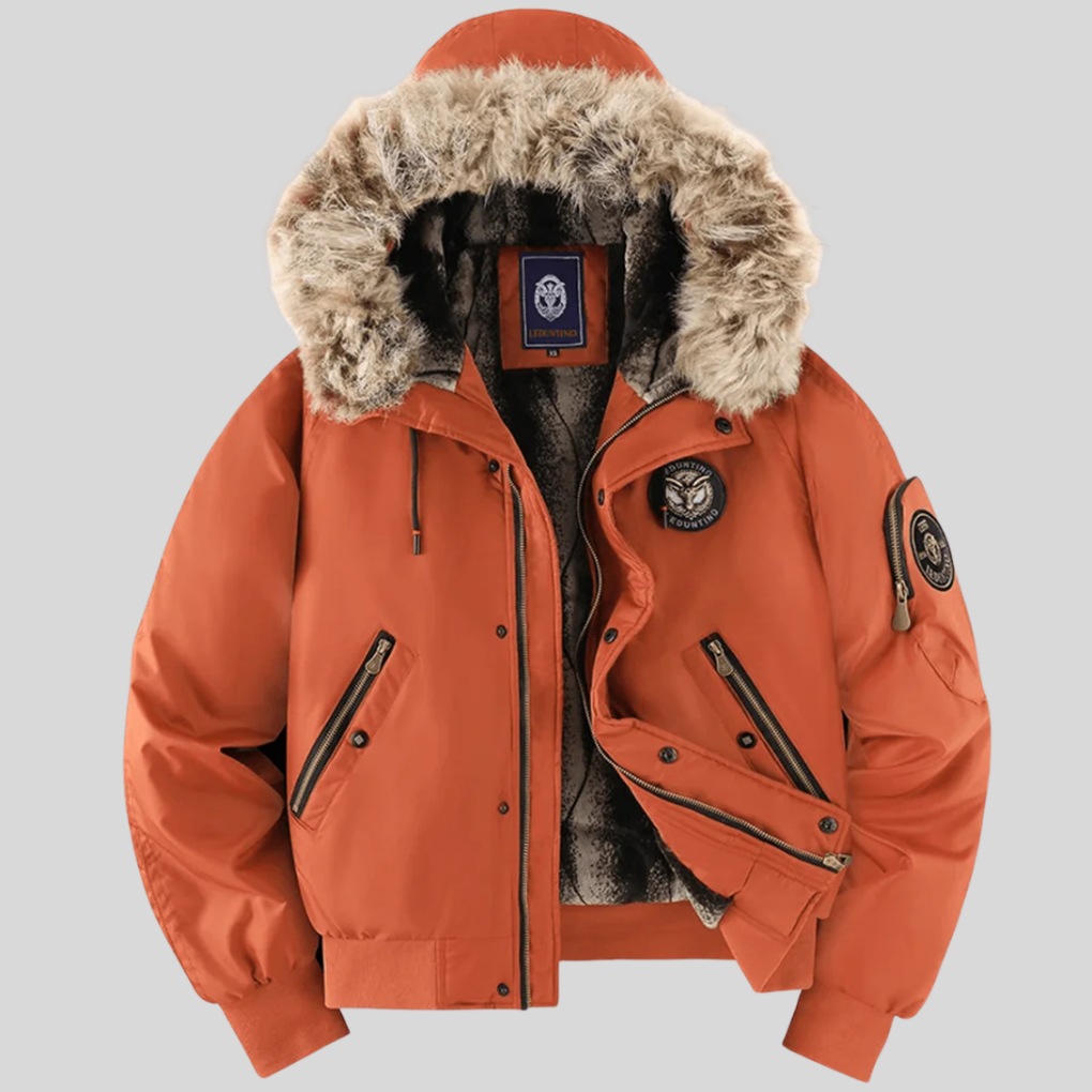 Padded Bomber Jacket Faux Fur Hood