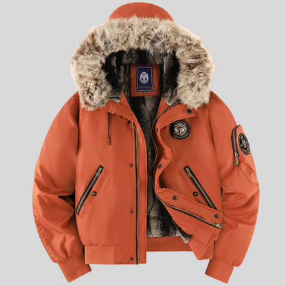Padded Bomber Jacket Faux Fur Hood