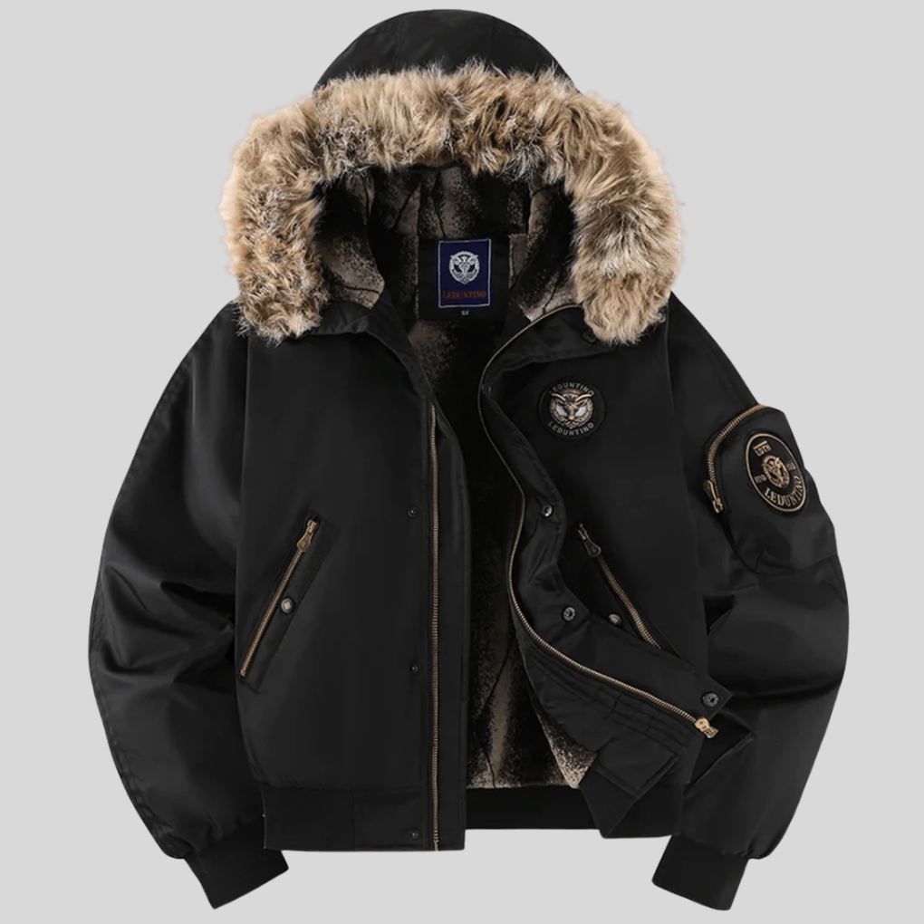 Padded Bomber Jacket Faux Fur Hood