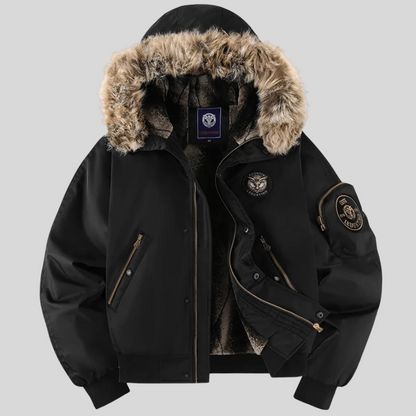 Padded Bomber Jacket Faux Fur Hood