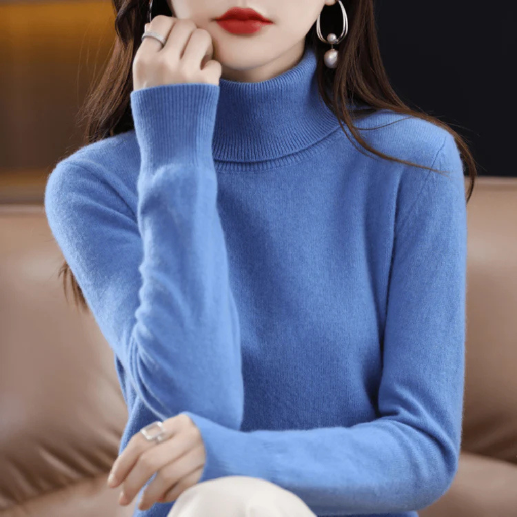Women's Fine Knit Turtleneck Sweater - VibreMode