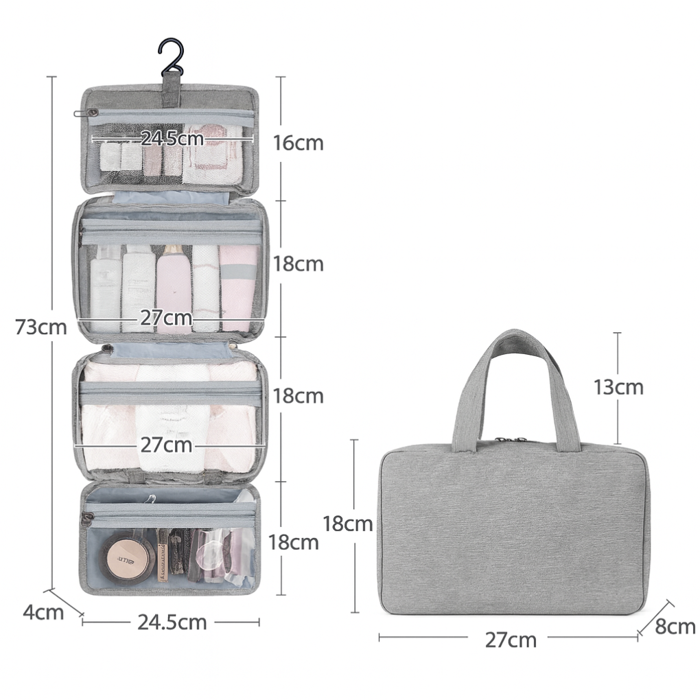 Travel Toiletries Organizer Multi Compartment