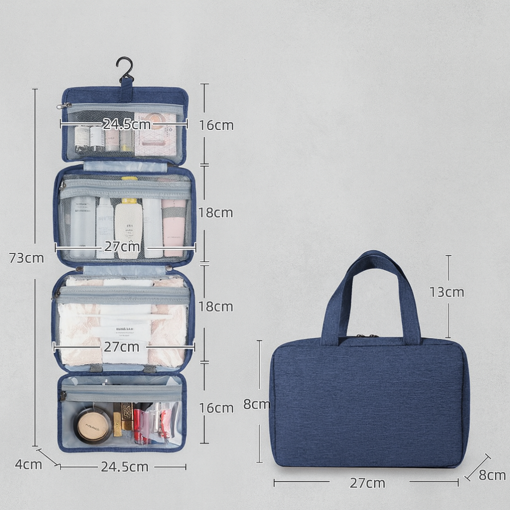 Travel Toiletries Organizer Multi Compartment