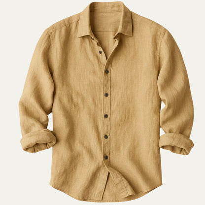 Men's Long Sleeve Linen Shirt Vintage Style