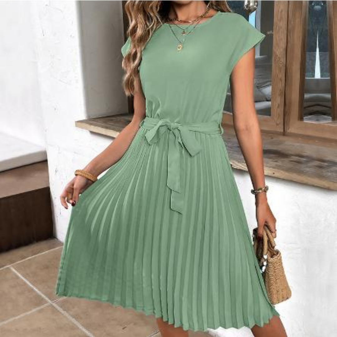 Women's Mini Dress Short Sleeve Pleated