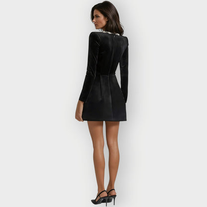 Women's Velvet Mini Dress Square Neck