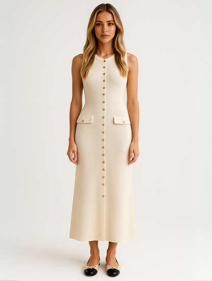Women's Midi Dress Button Front