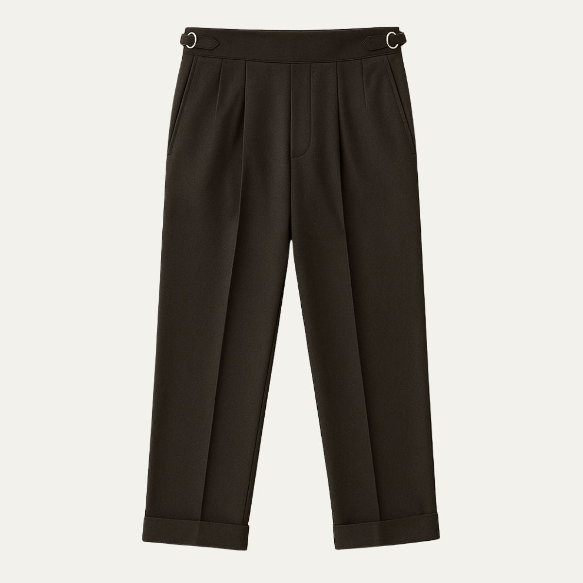 Men's High Waist Wool Blend Pleated Pants - VibreMode