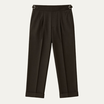 Men's High Waist Wool Blend Pleated Pants - VibreMode