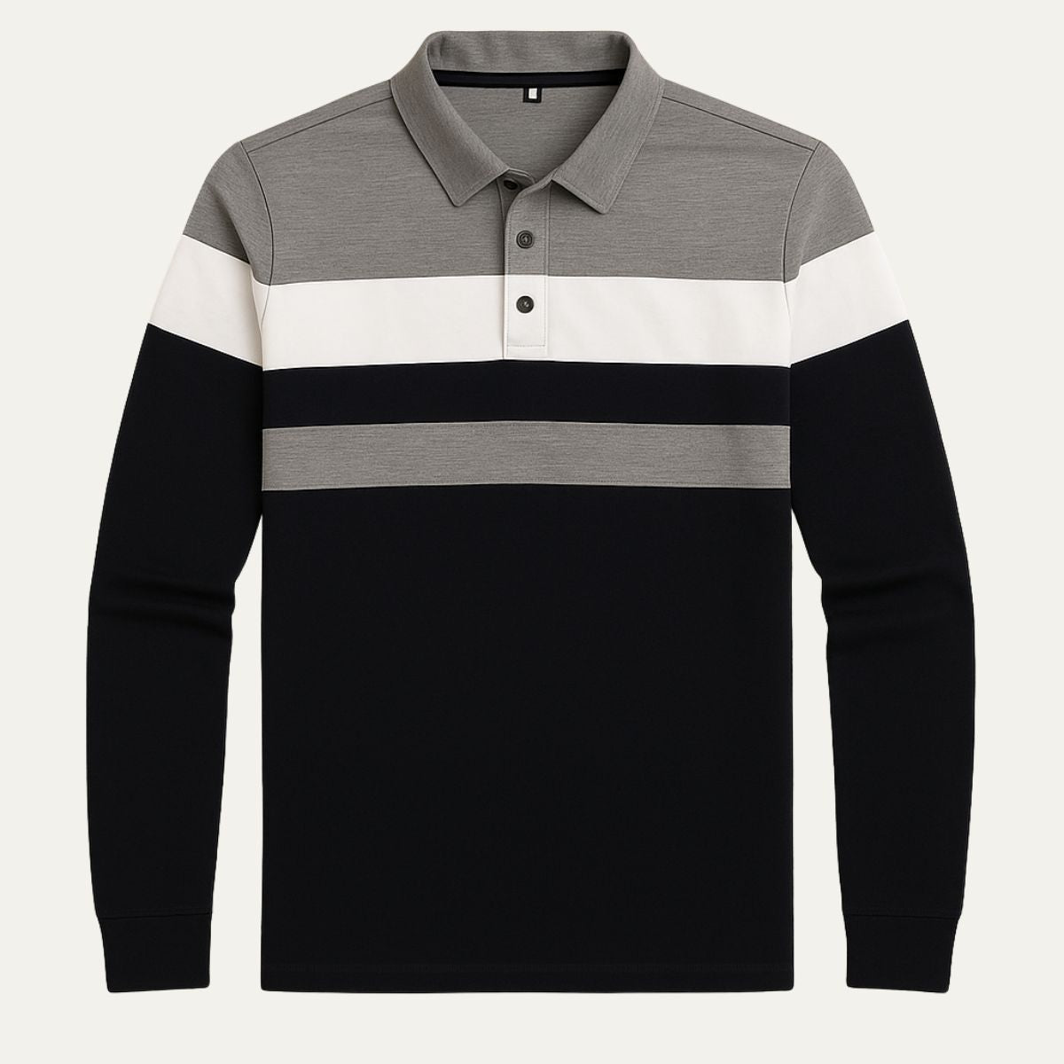 Men's Striped Long Sleeve Polo Shirt