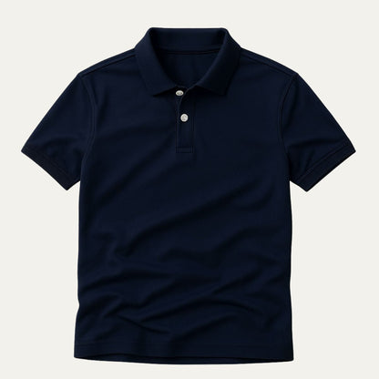 Men's Navy Blue Polo Shirt Cotton Classic Fit - VibreMode