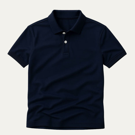 Men's Navy Blue Polo Shirt Cotton Classic Fit - VibreMode